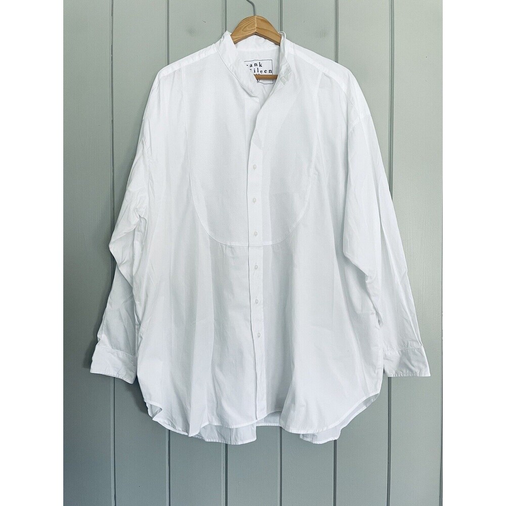 Frank & Eileen Victoria Tuxedo Oversized Button Up White Shirt L Large Cotton